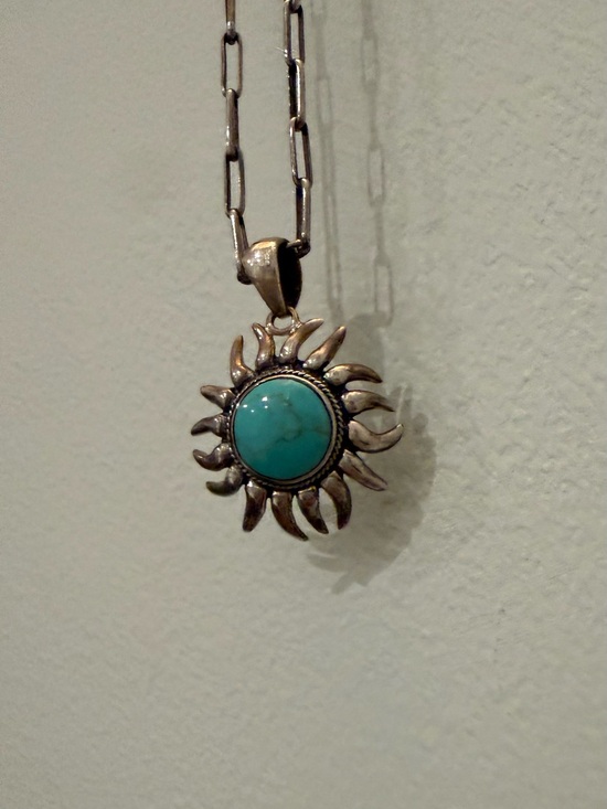 Ati Jewelry - Turquoise Sunburst Pendant Necklace from Mexico
